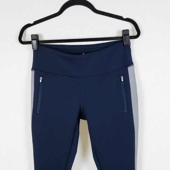 Athleta Polartec Running Tights Womens S Navy Blue Reflective Winter Hiking - Picture 3 of 12